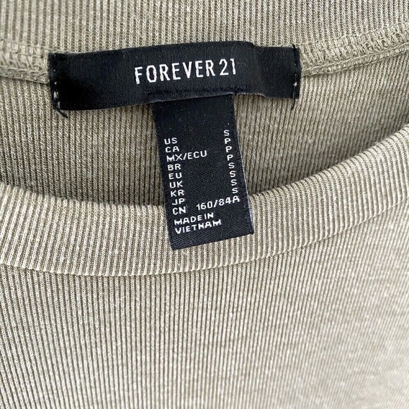 Forever 21 T-SHIRT MINI Dress Khaki Tan A-Line Short Sleeve SMALL - Picture 3 of 4